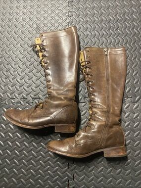 Frye Melissa Tall Lace Up Boots Women's 10 B Zip Up Boho Indie Cottage